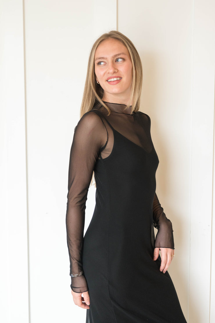 shibon layered mesh dress