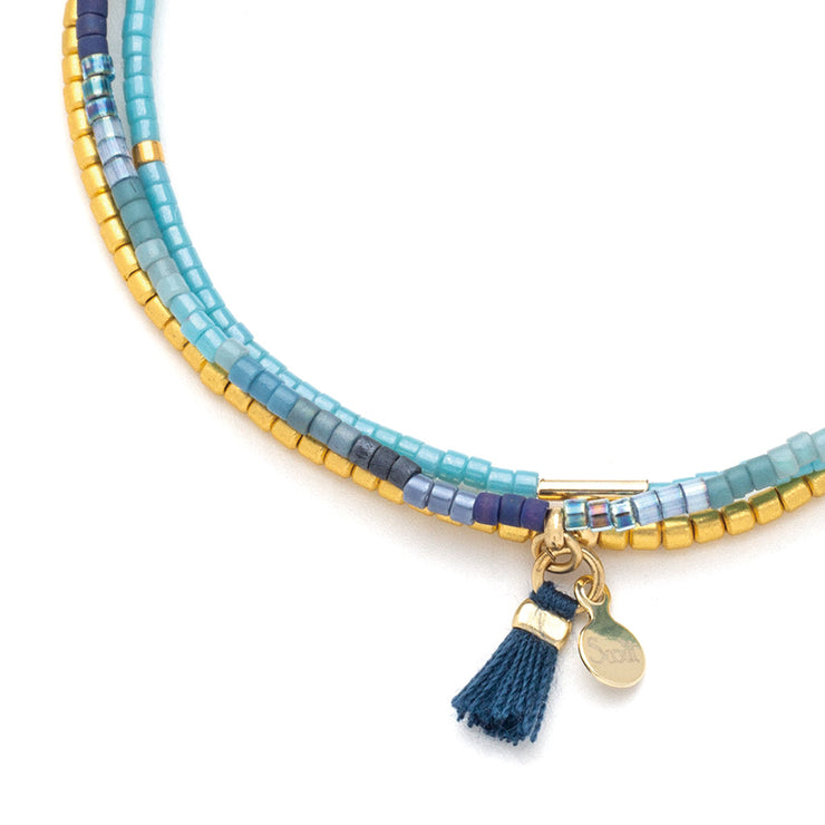 chromacolor miyuki bracelet trio | cobalt multi + gold