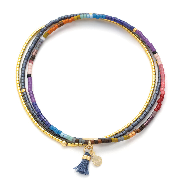 chromacolor miyuki bracelet trio | dark multi + gold