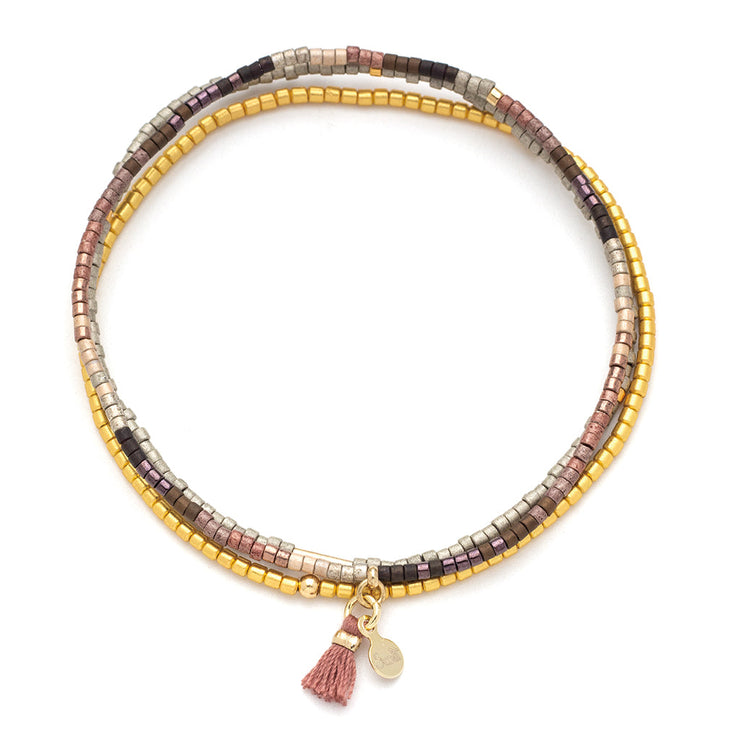 chromacolor miyuki bracelet trio | bronze multi + gold