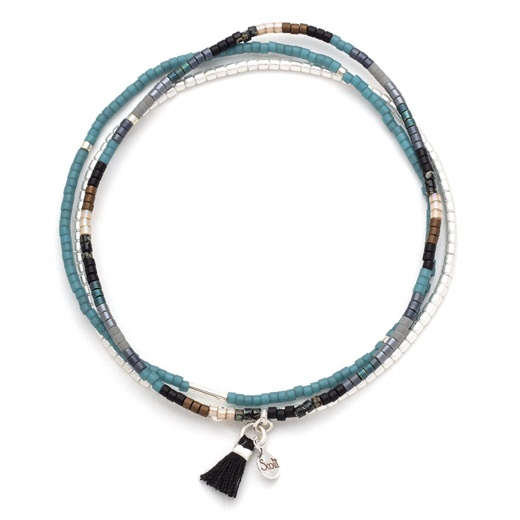 chromacolor miyuki bracelet trio | black multi + silver