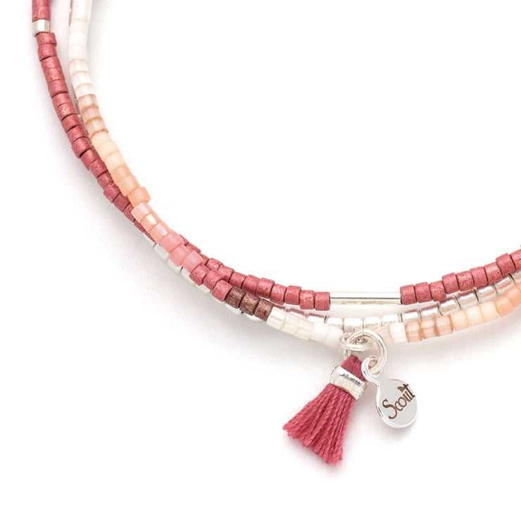 chromacolor miyuki bracelet trio | blush multi + silver