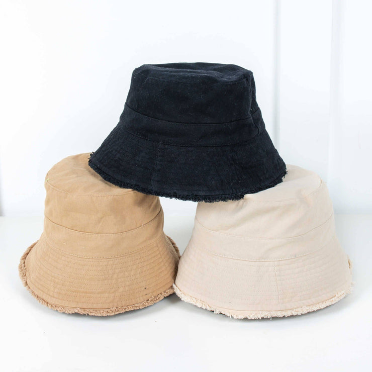 distressed edge bucket hat