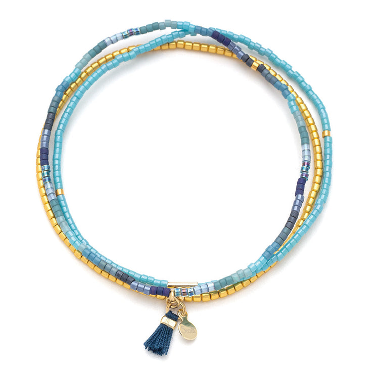 chromacolor miyuki bracelet trio | cobalt multi + gold