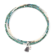 chromacolor miyuki bracelet trio | turquoise multi + silver