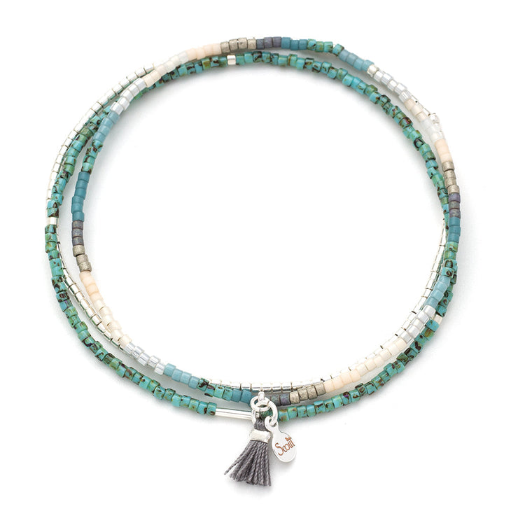 chromacolor miyuki bracelet trio | turquoise multi + silver