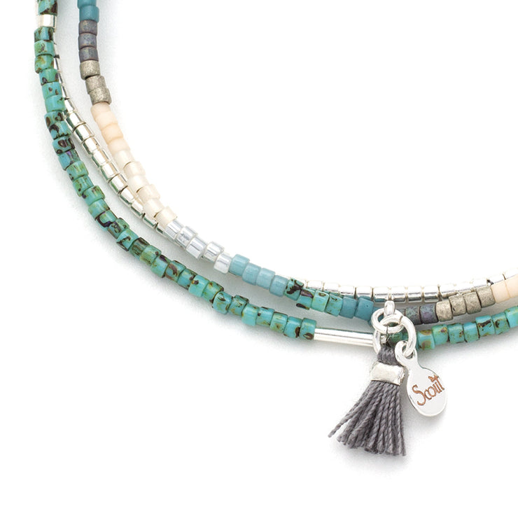chromacolor miyuki bracelet trio | turquoise multi + silver