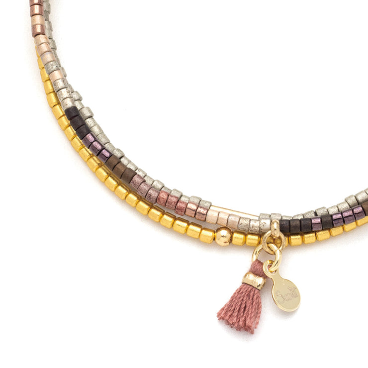 chromacolor miyuki bracelet trio | bronze multi + gold