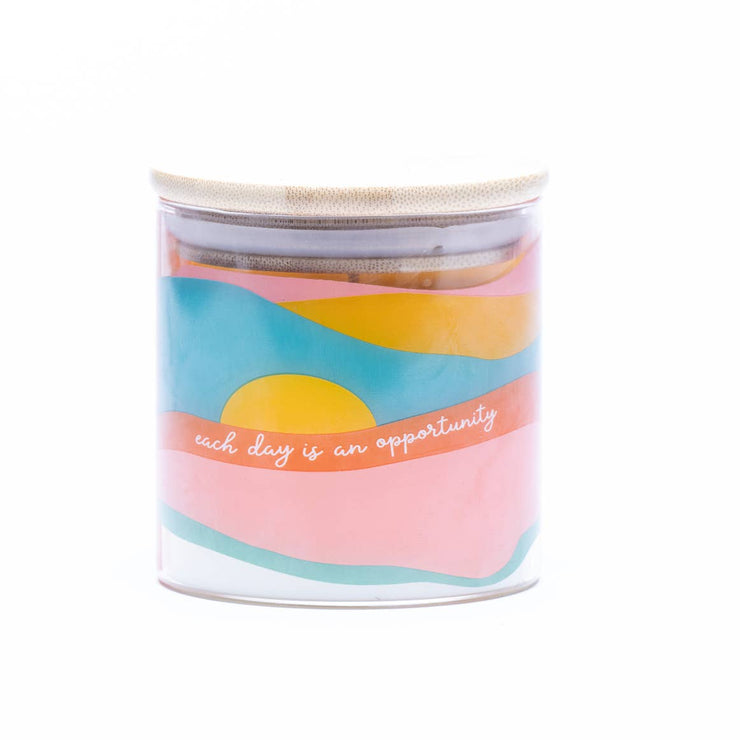 glass printed candle | each day is an opportunity
