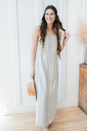 roman striped midi dress