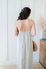 roman striped midi dress