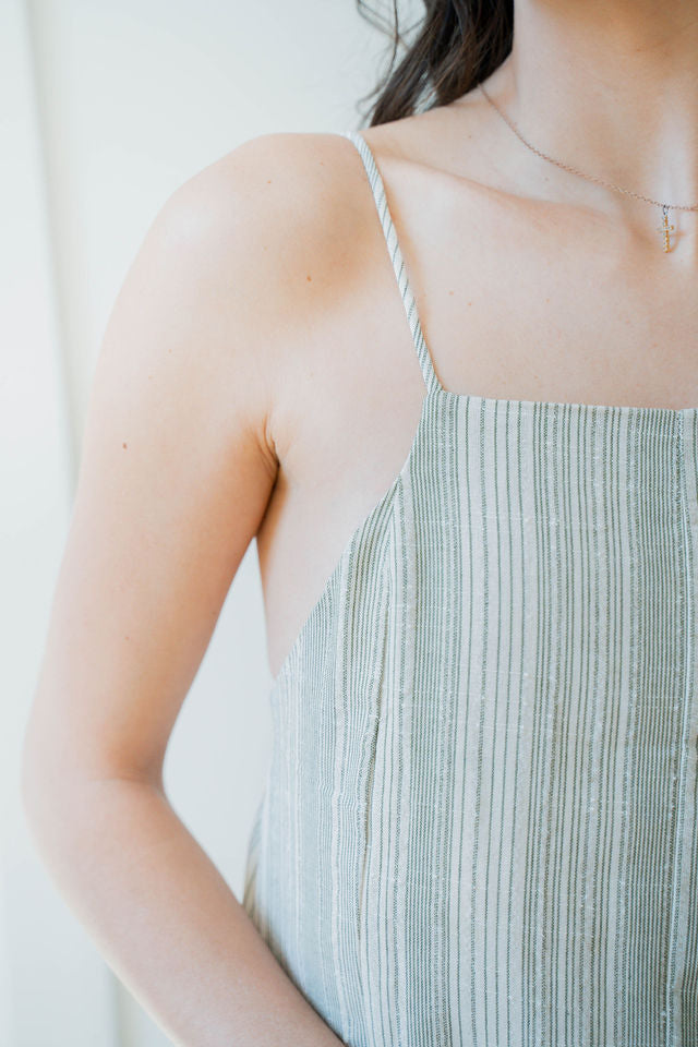 roman striped midi dress
