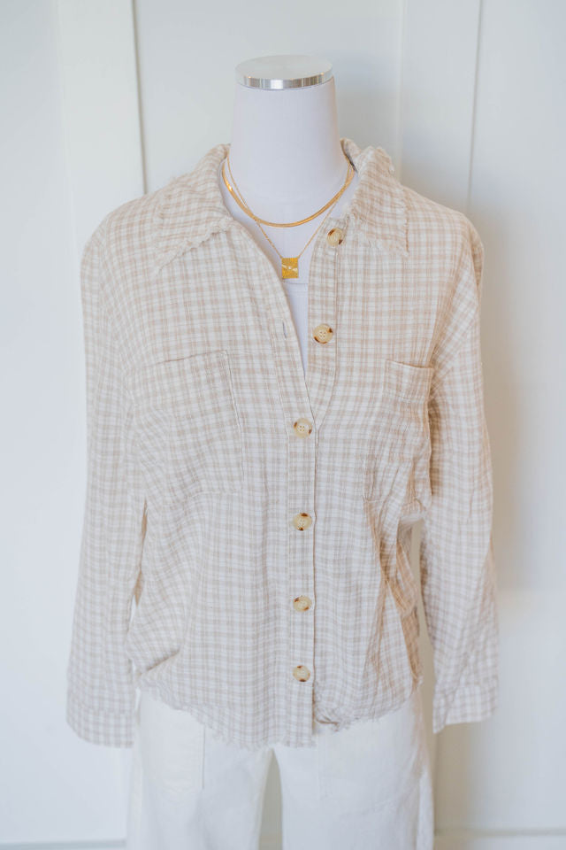 morning coffee plaid button up