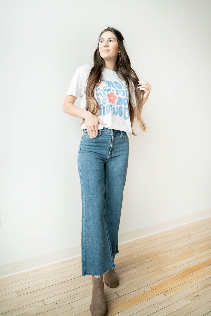 no rain no flowers graphic tee