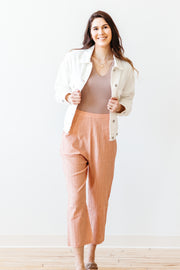 pink skies textured trousers