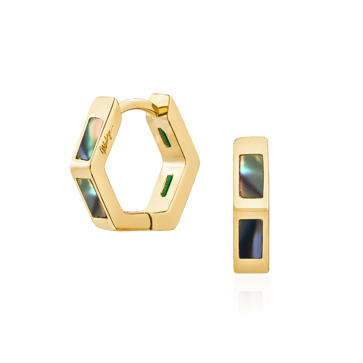 ari abalone hexagon huggies
